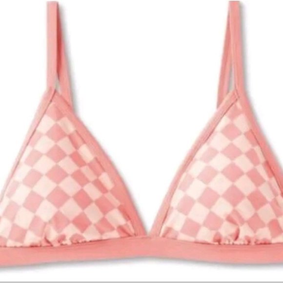 Kona Sol Bikini Swim Bathing Suit High Cut Bottoms Pink Check Adjustable X 1X 2X - Picture 2 of 8